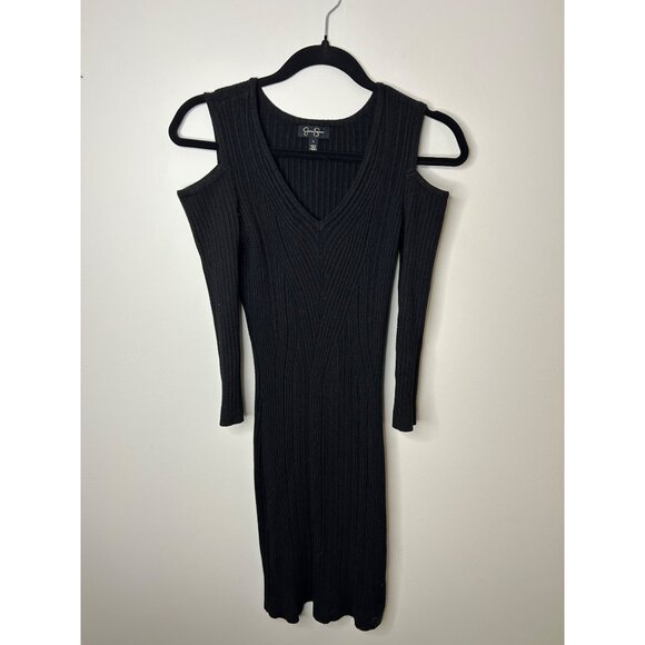 Jessica Simpson cold shoulder black dress pull over stretch women’s size large - Picture 1 of 7